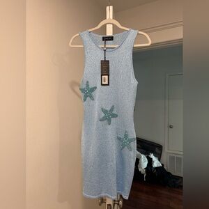 White Fox Boutique Glittering Blue Mini Dress